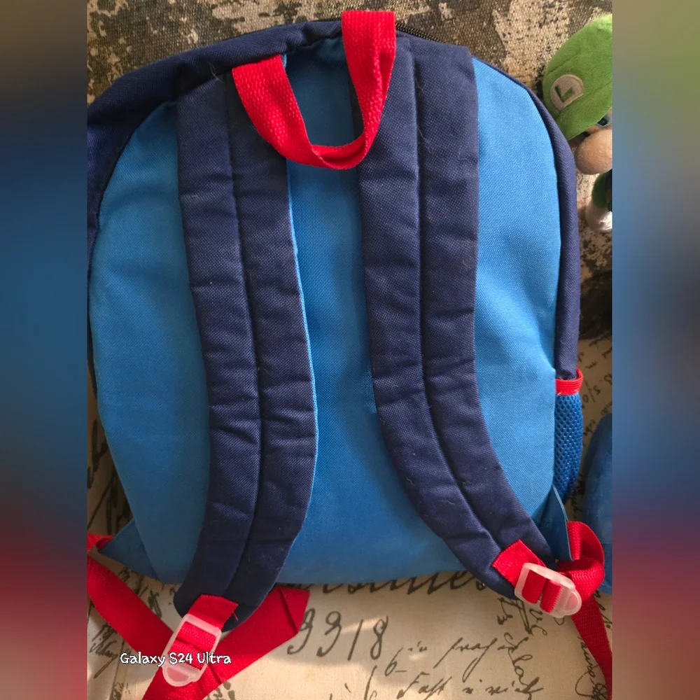 Mario Large Bookbag Backpack With 2 Plush Toys EUC